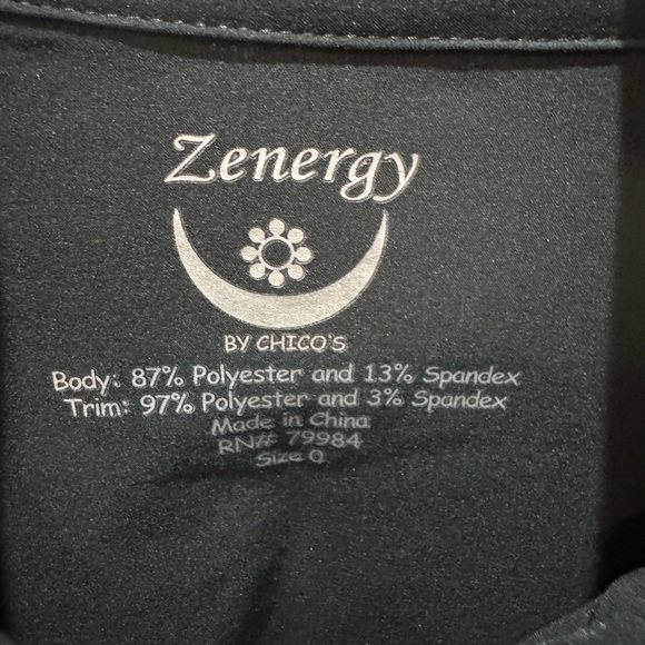 ZENERGY BY CHICO’S Black Zip Up Jacket Size 0/S/4-6 Sporty Athletic Chic Sleek - Picture 10 of 16